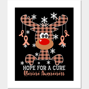 Reindeer Hope For A Cure Uterine Awareness Christmas Posters and Art